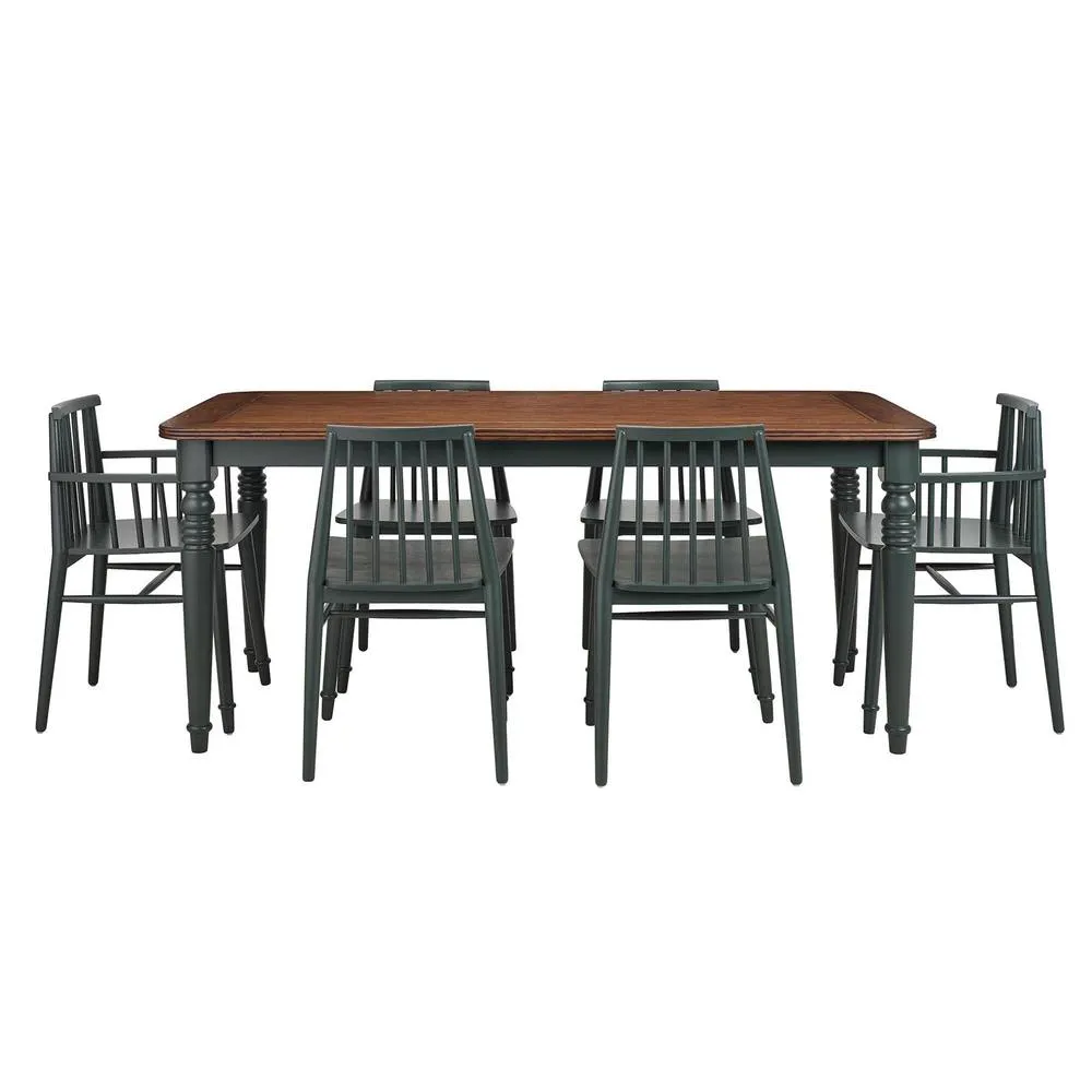 Statement Furniture Queensbury Large Dining Table with Oak Top in Bottle Green 4