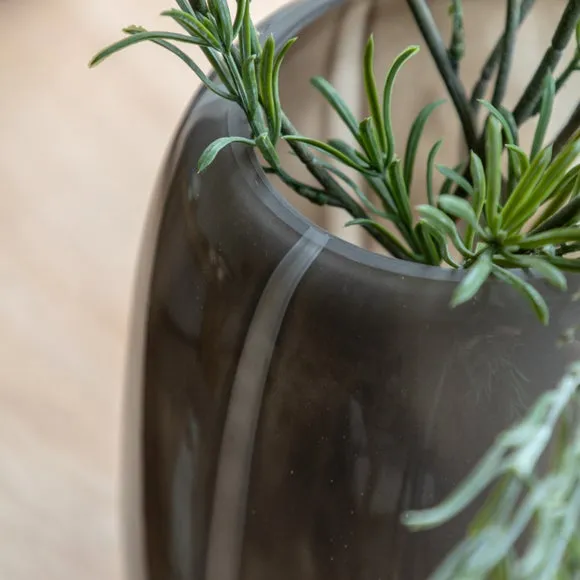 Crossland Grove Taupe Striped Glass Vase (wide), Brown 3