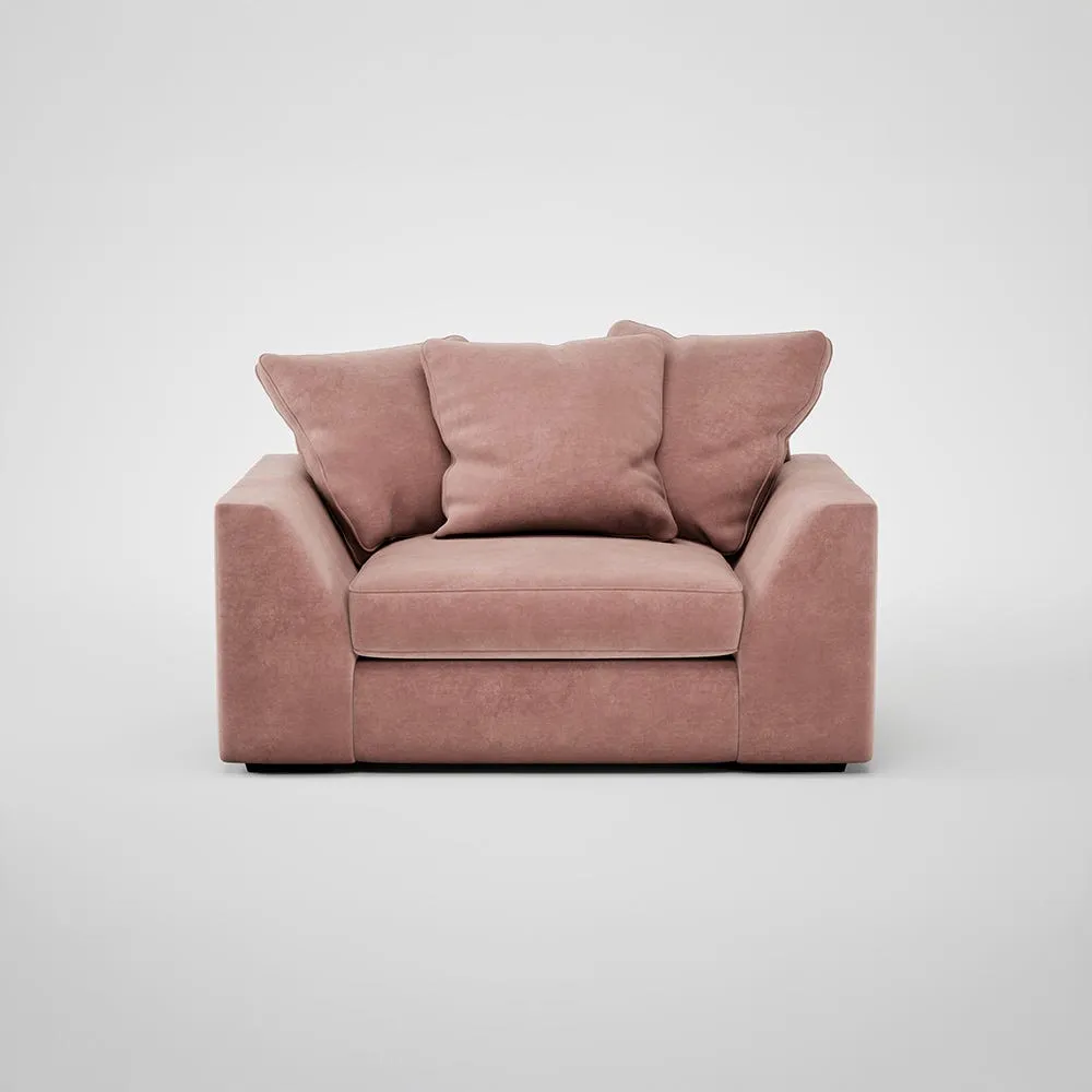 Heal's Cumulus Loveseat Smart Luxe Velvet Dusky Pink Black Feet