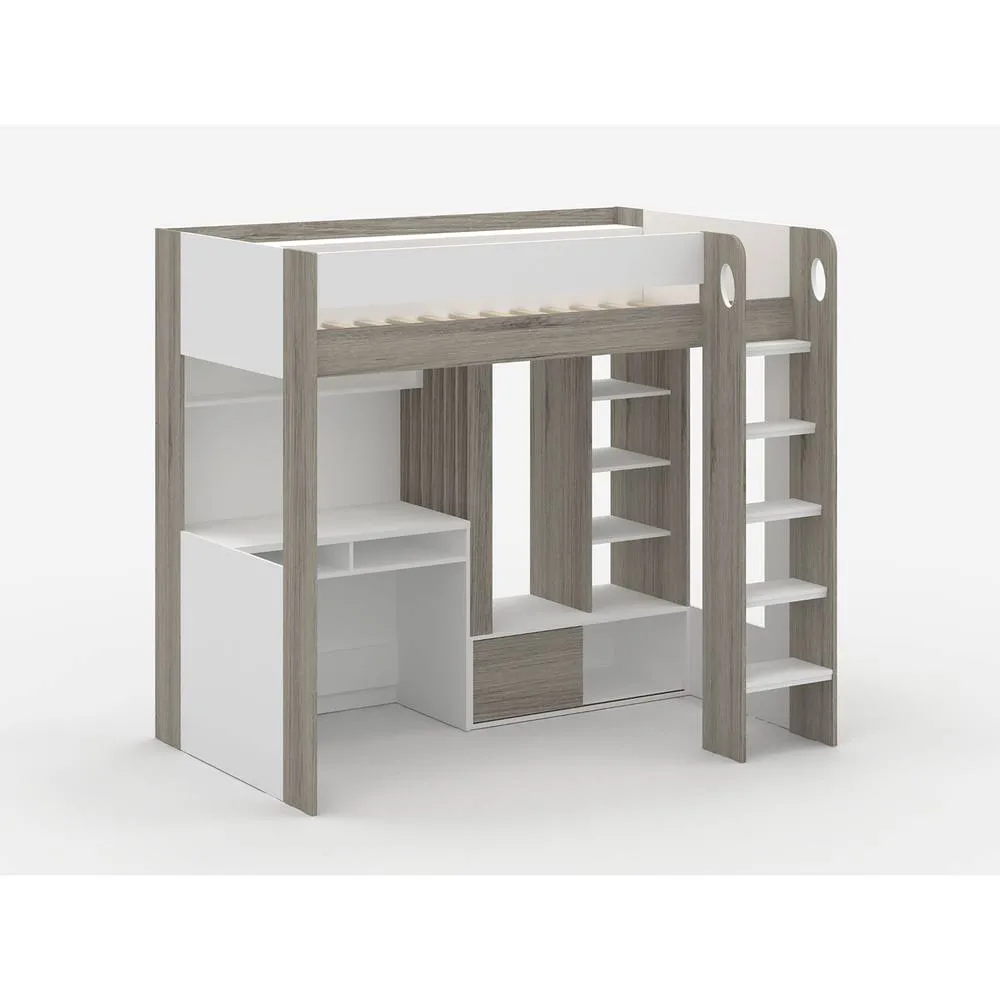 Flair Hampton Single High Sleeper Bed with Desk & Wardrobe in Grey 5