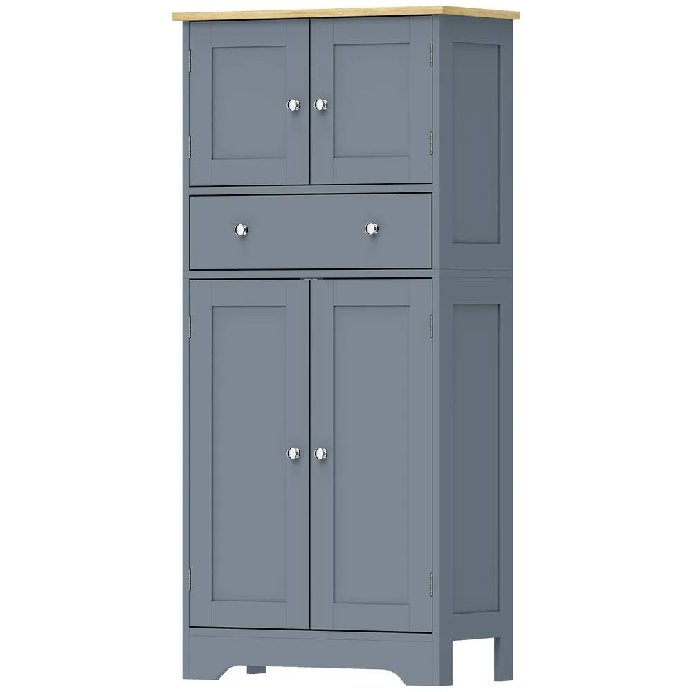 HOMCOM Modern Kitchen Cupboard with 4 Doors & Adjustable Shelf, Grey Blue