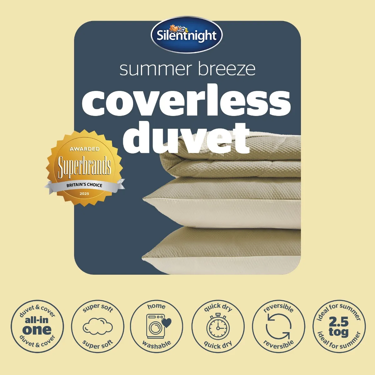 Silentnight Coverless Duvet Set 2.5 Tog - Sage/Cream Single