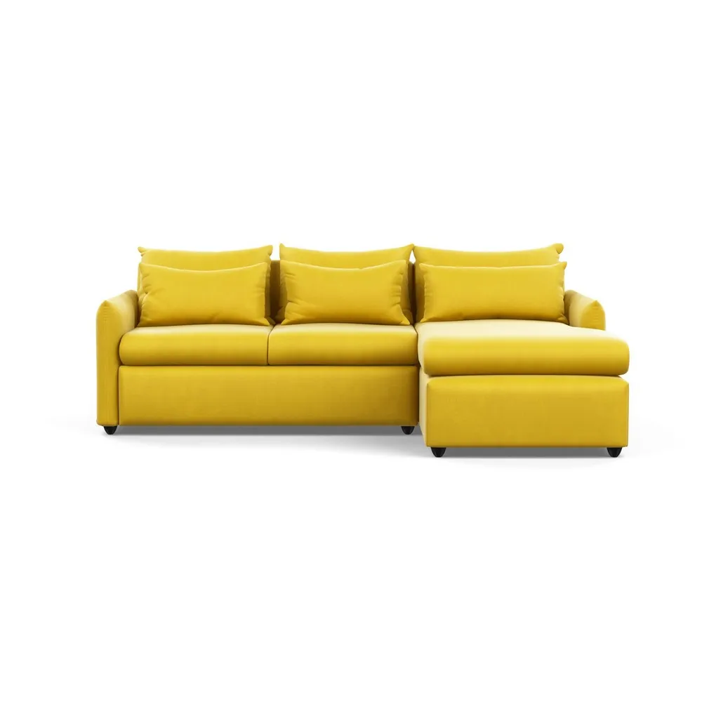 Heal's Pillow Medium Right Hand Corner Chaise Varese Velvet Alchemilla Black