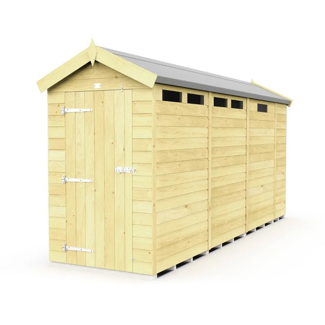 Buttercup Farm 4 x 13 Feet Apex Security Shed - Single Door - L387 x W118 x H217 cm in Brown