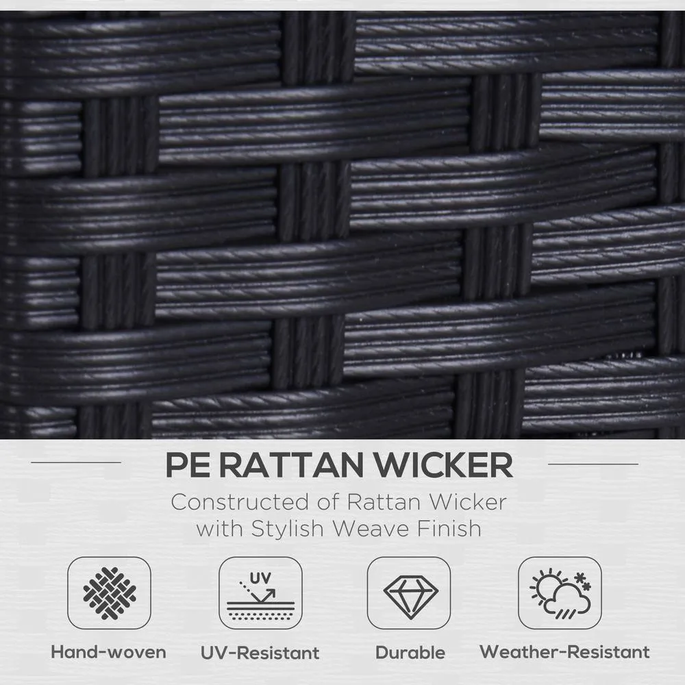 OUTSUNNY Rattan Wicker 2-seat Sofa Loveseat Padded Garden Furniture Black 4