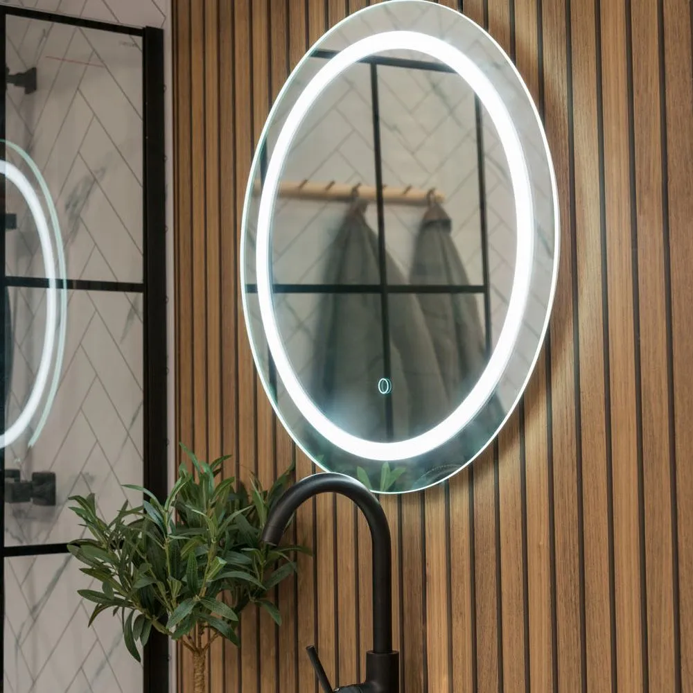 ValueLights Mirror IP44 Bathroom Round Demister Touch Control LED Strip 60cm Mirror Light in Silver 2