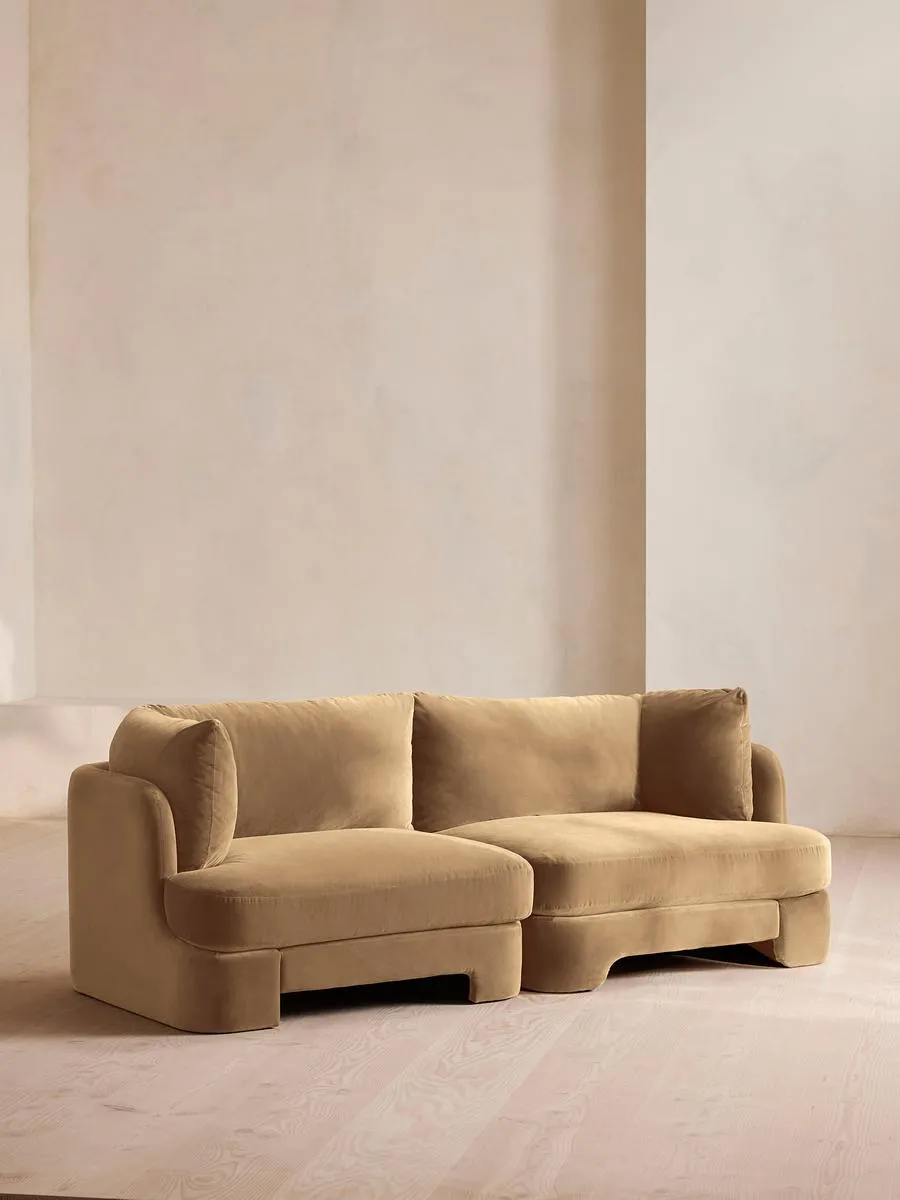 Odell Modular Sofa, Three Seater, Velvet, Camel