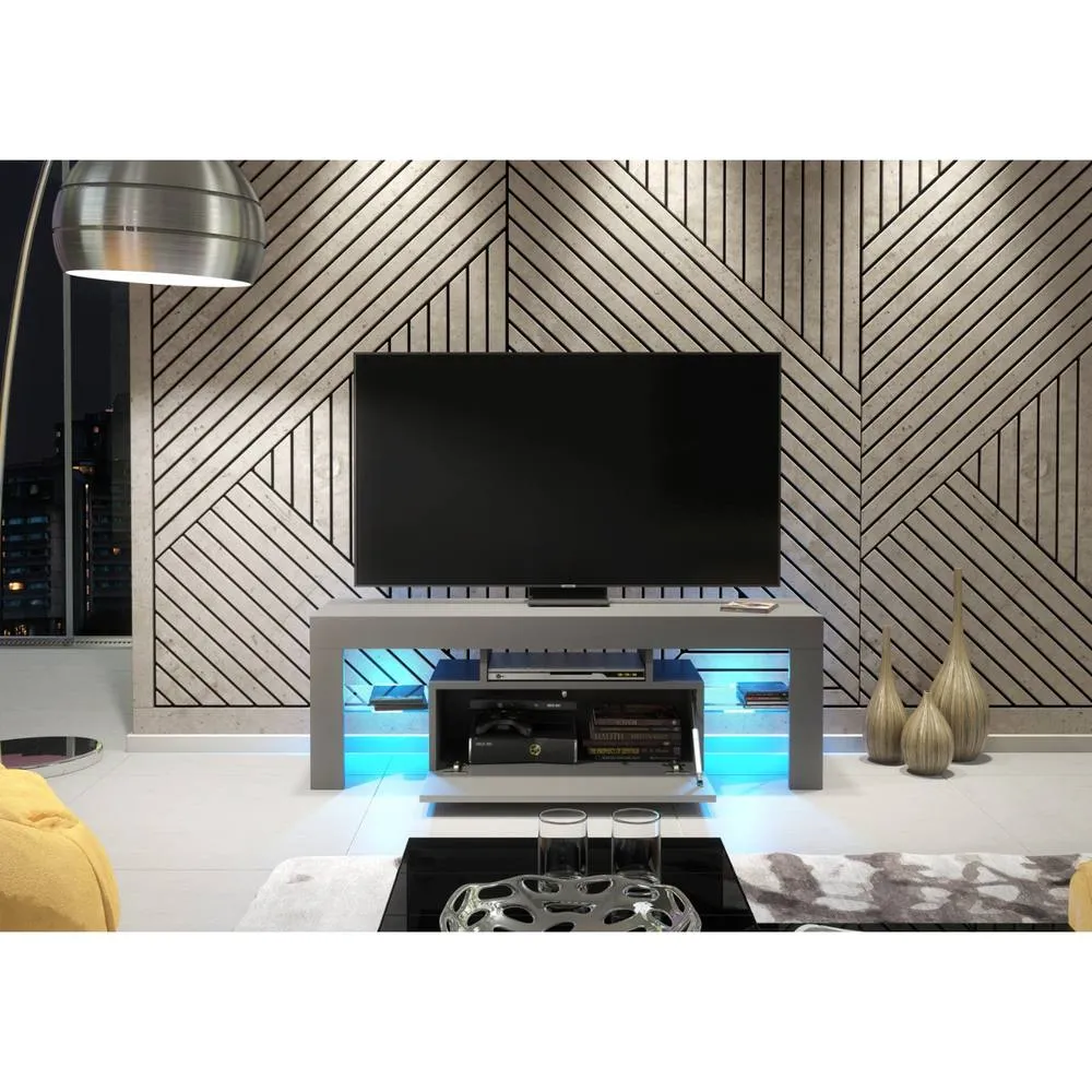 Creative Furniture Floe TV Unit 130cm - Dark Grey with Gloss Doors & LED Lights 4