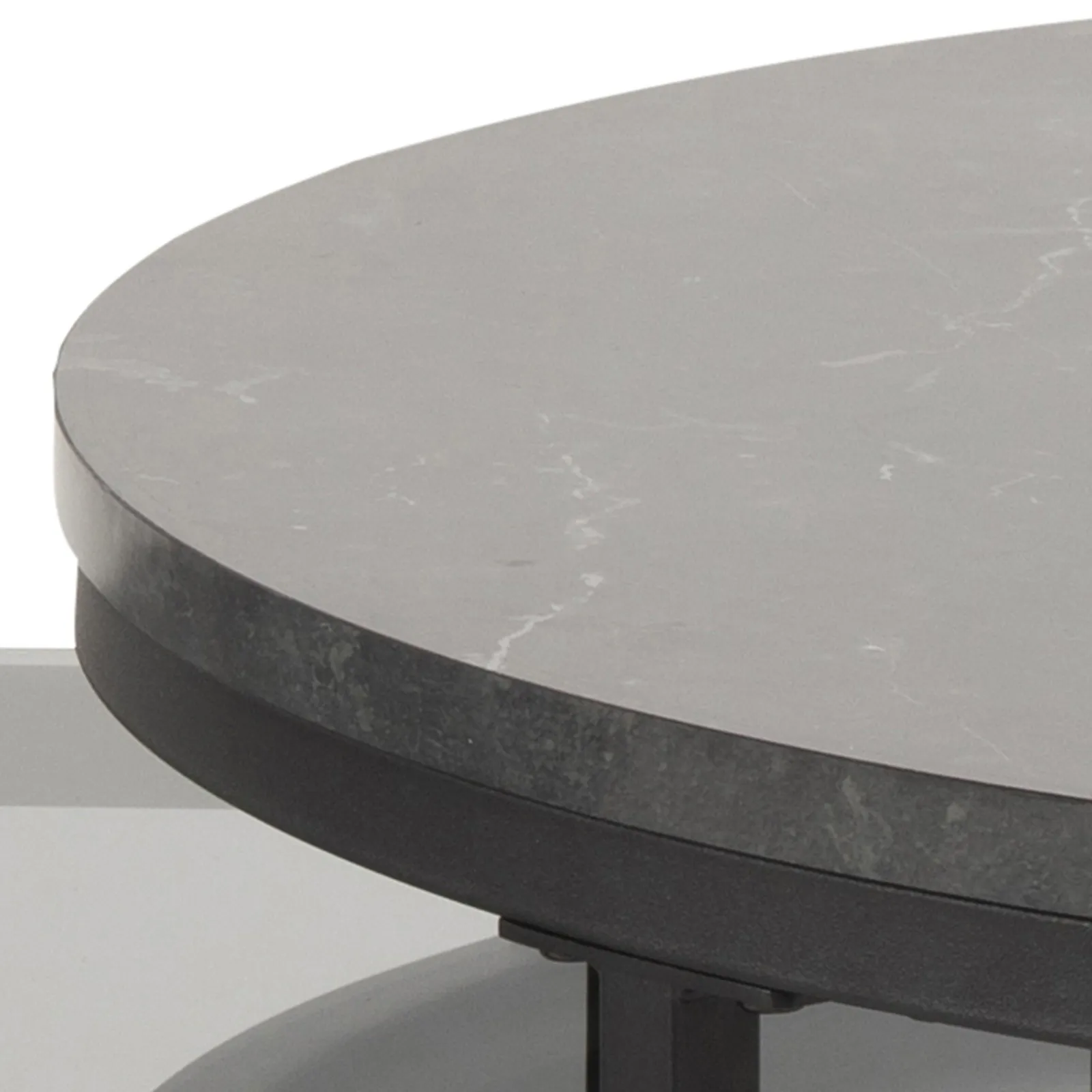 Furniture To Go Spiro Round/Oval Coffee Table Set with Black Marble/Smoked Melamine Glass Top 5