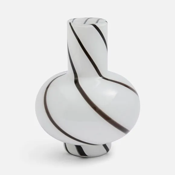 Black & White Striped Swirl Glass Vase 3