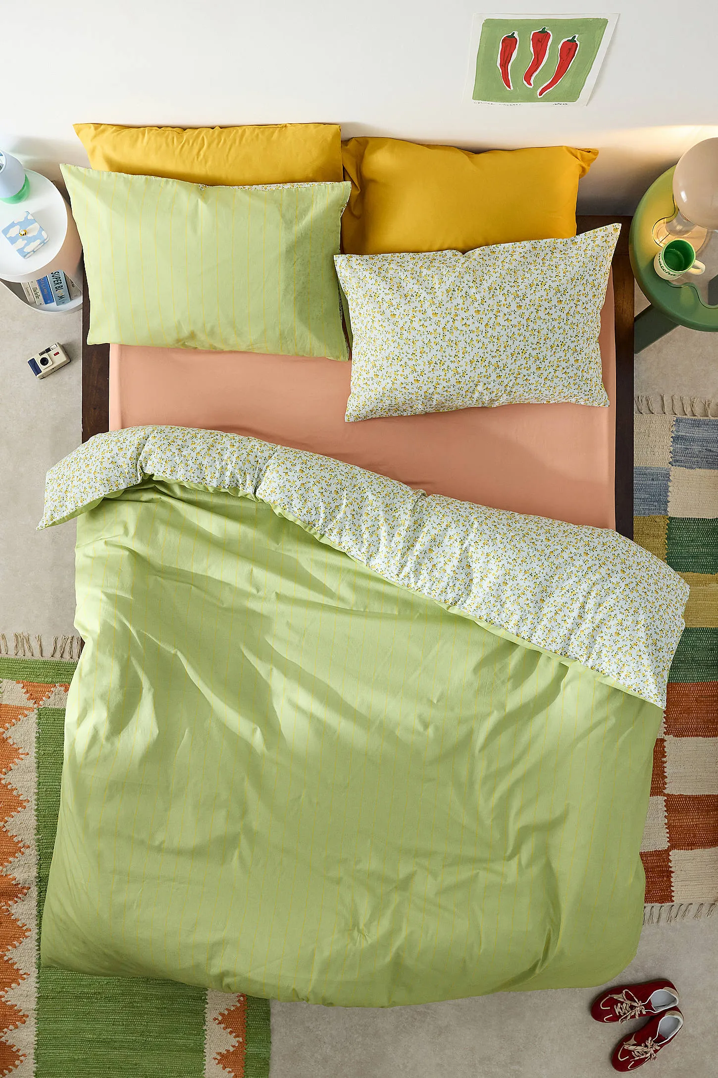 Phoebe Ditsy Reversible Duvet Set - Green 6