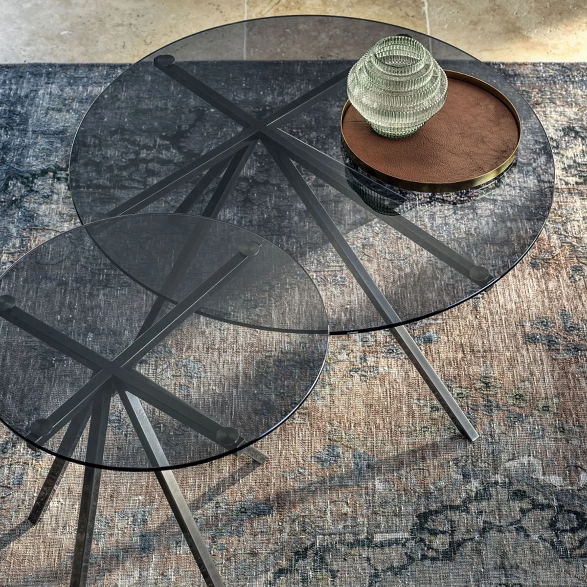 Bontempi Ray Coffee Table, Round, Black Glass | Barker & Stonehouse 3