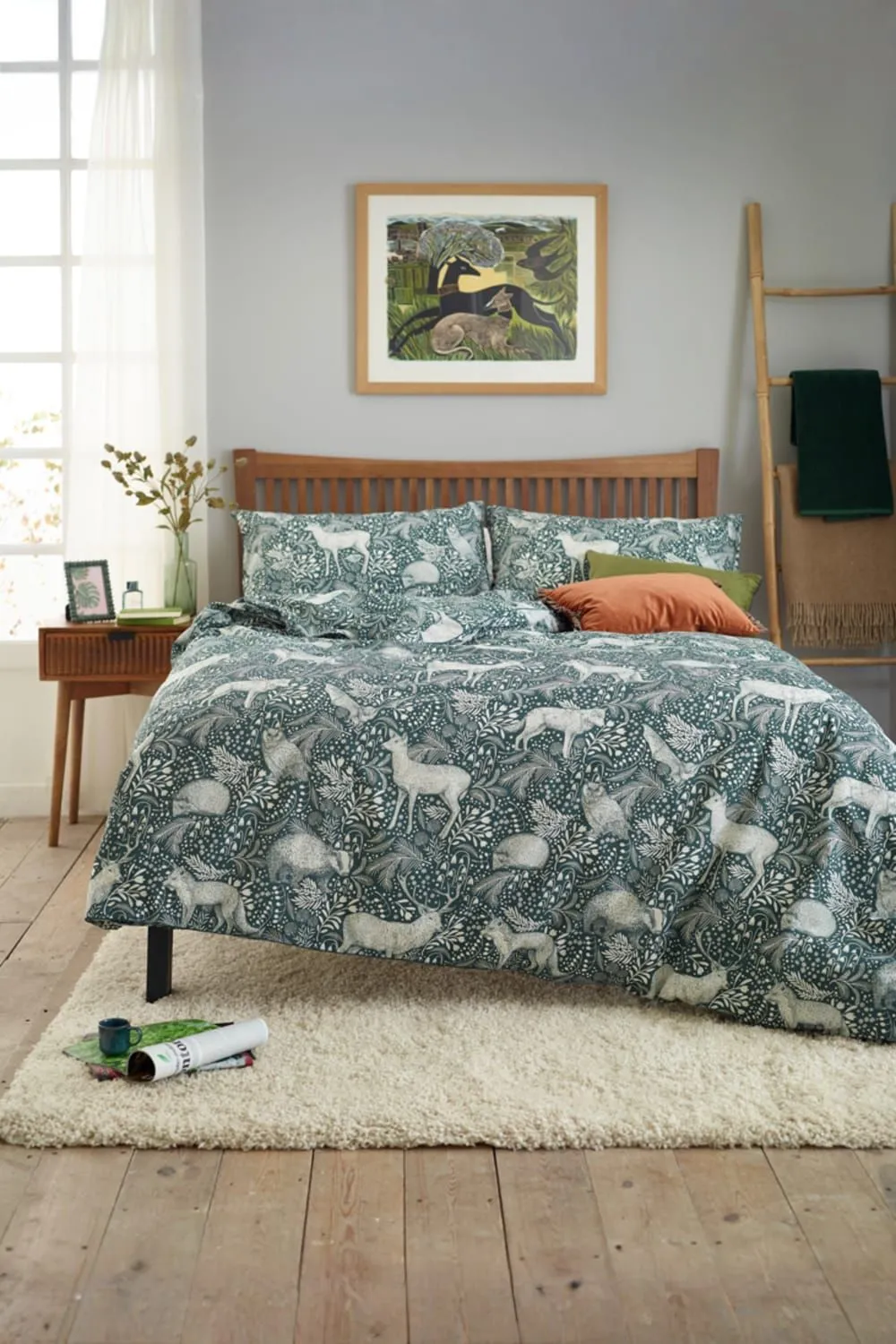 Deyongs Woodland Folk Printed Soft & Breathable Cotton Rich Duvet Cover Set in Green
