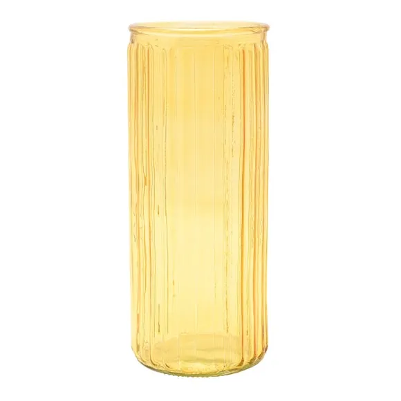 Hestia Cylindrical Ribbed Glass Vase 2