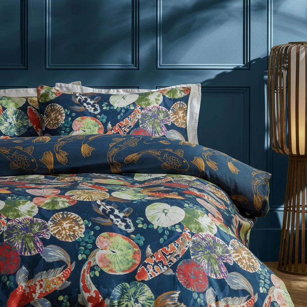 Paoletti Koi Pond Reversible Duvet Cover Set in Blue 2