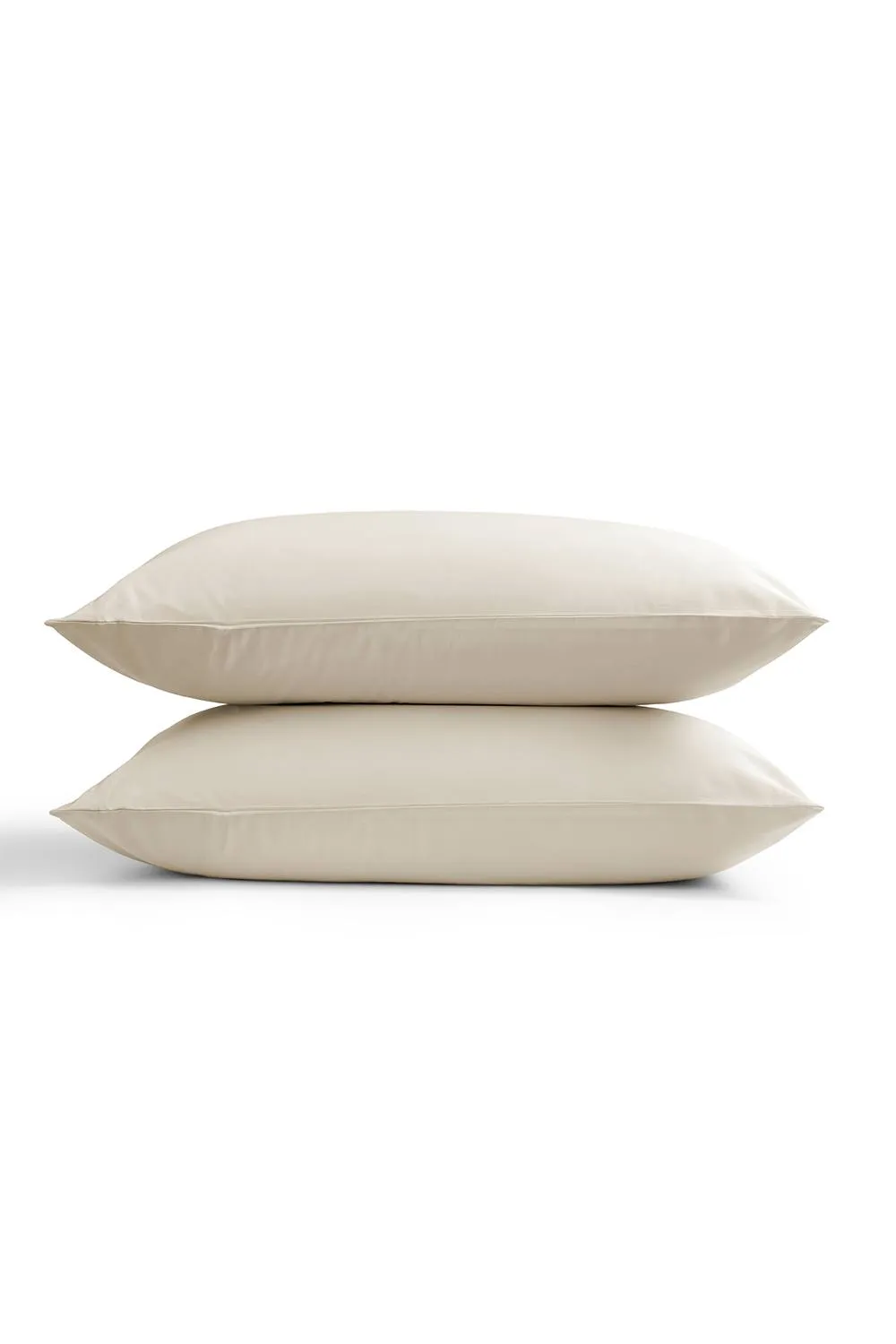 CHRISTY 400TC Luxury Cotton Sateen Plain Dye King Pillowcases Pair in Light Beige 1