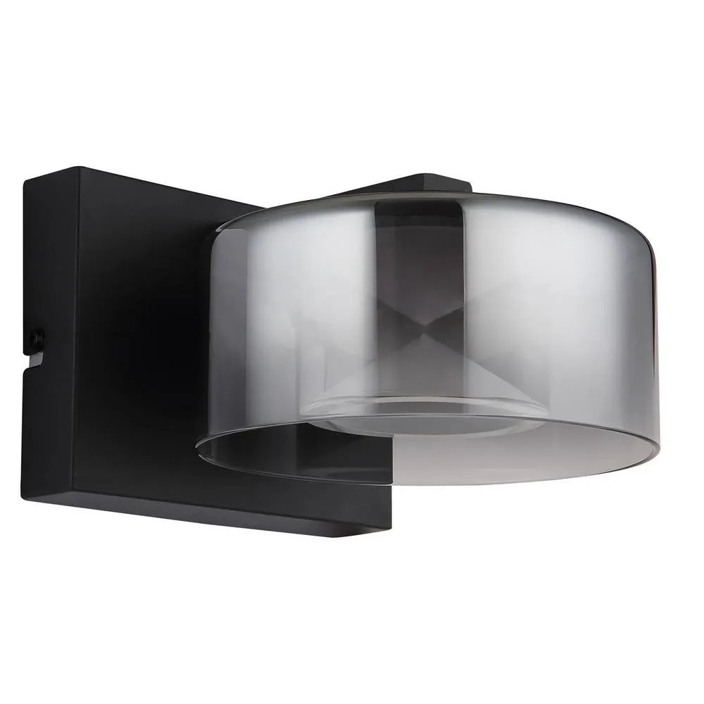Netlighting Belinda Wall Lamp Matt Black Smoke Glass Shade LED 4000K 2