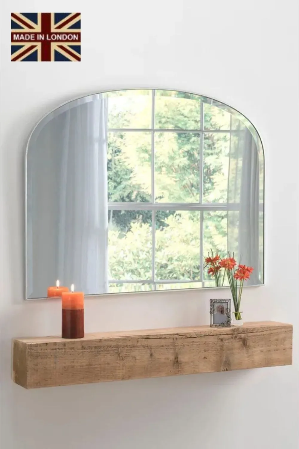 Yearn Mirrors Yearn Simplicity Mantle mirror Bevelled Silver 92(w) x 71cm(h) in Metallic Silver