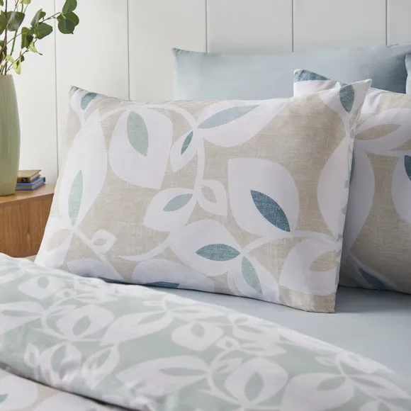 Catherine Lansfield Inga Leaf Polycotton Duvet Cover & Pillowcase Set 2