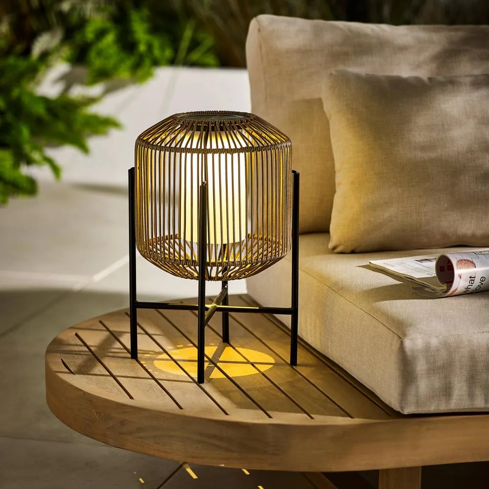 FurnitureboxUK Fiji Rattan Solar Outdoor Lantern in Brown 4