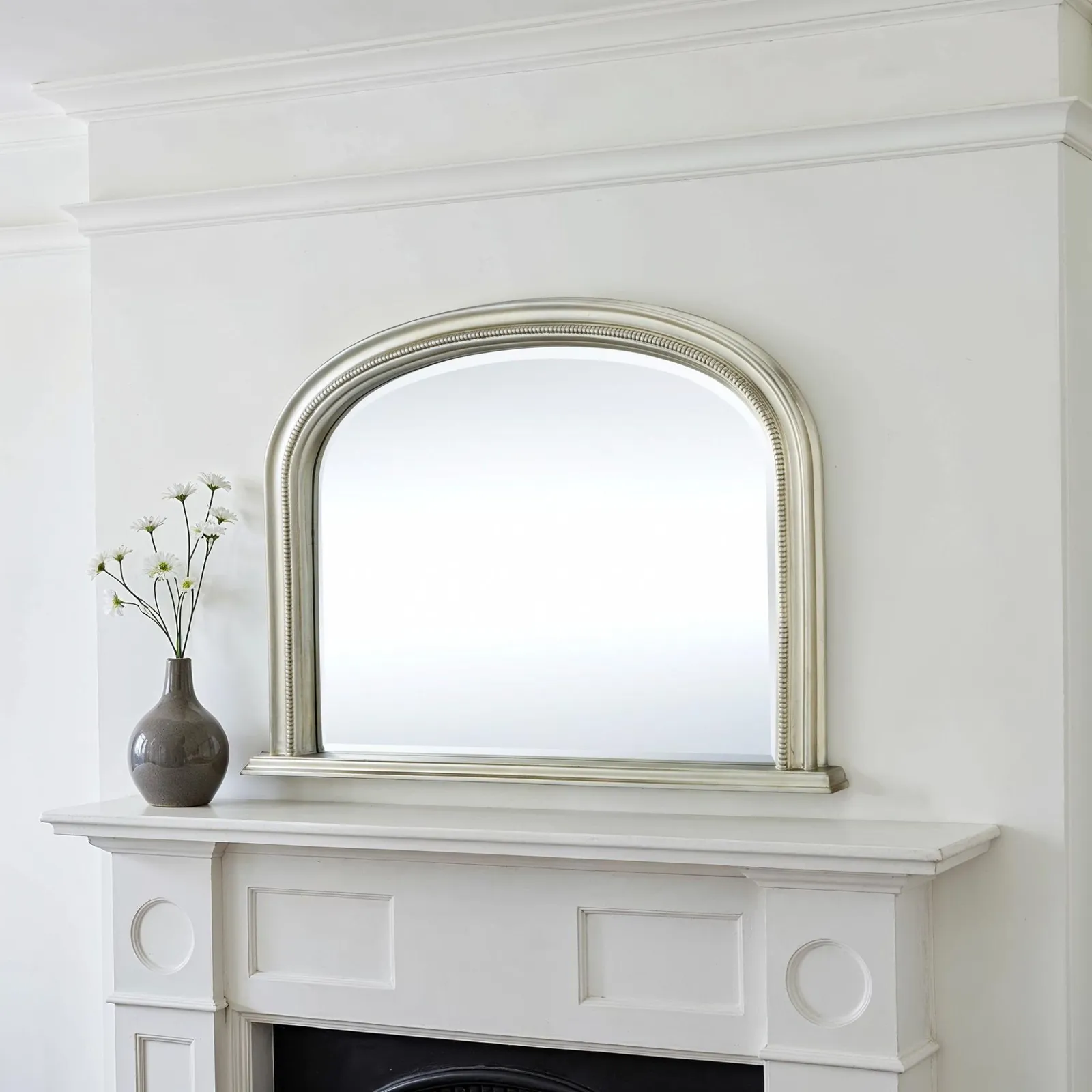 Yearn Mirrors Diana Overmantle Arched Silver Bevelled Mirror 5