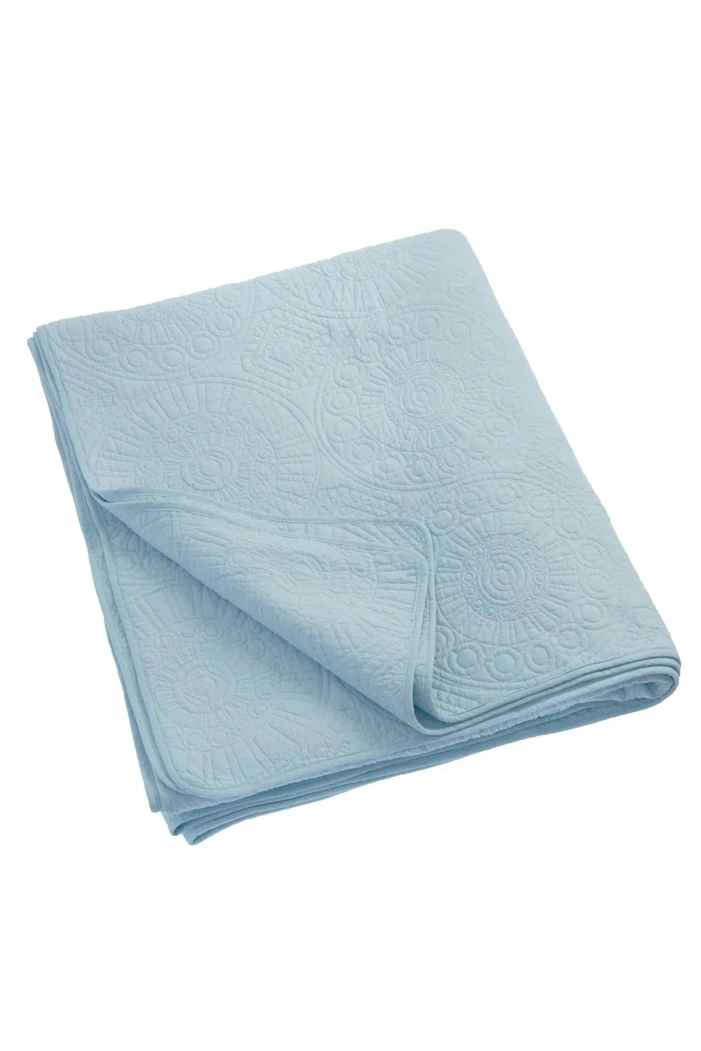 Soak&Sleep Quilted Cotton Bedspread in Light Blue 5
