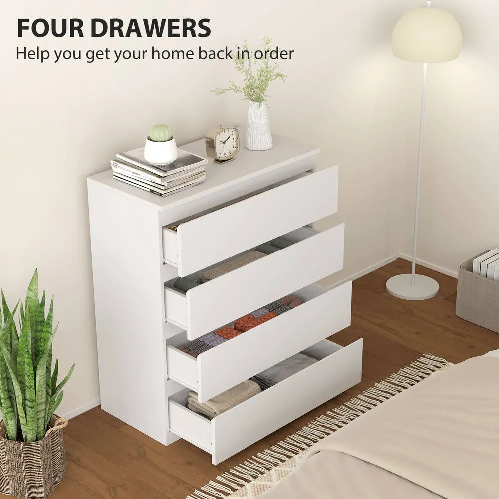 HOMCOM Chest of Drawers, 4 Drawer Storage Cabinet Unit for Bedroom, White 5