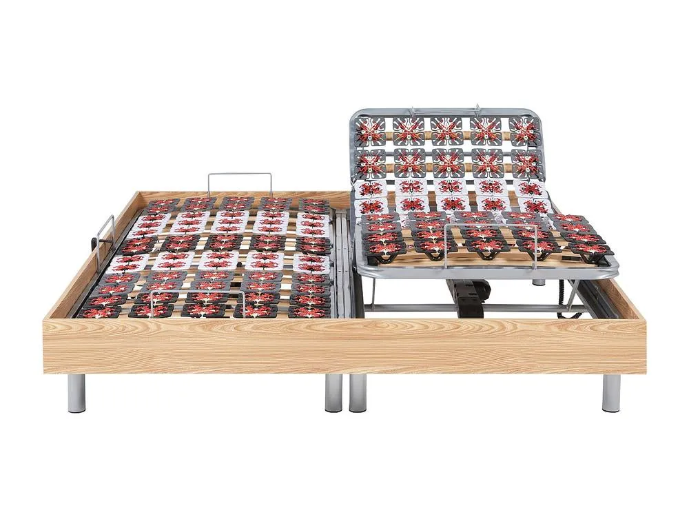 Vente-unique Electric Adjustable Bed Base 2X48 Natural Wood Decorative Pads - 2 X in Light Oak 4