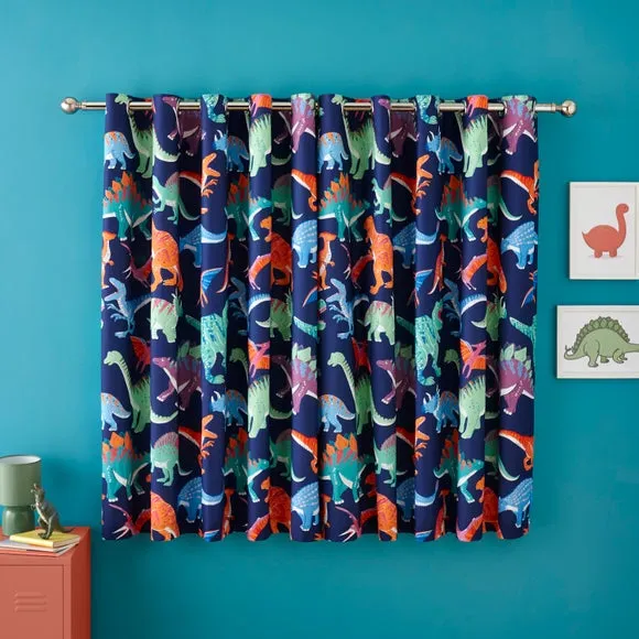 Bright Dino Blackout Eyelet Curtains 4
