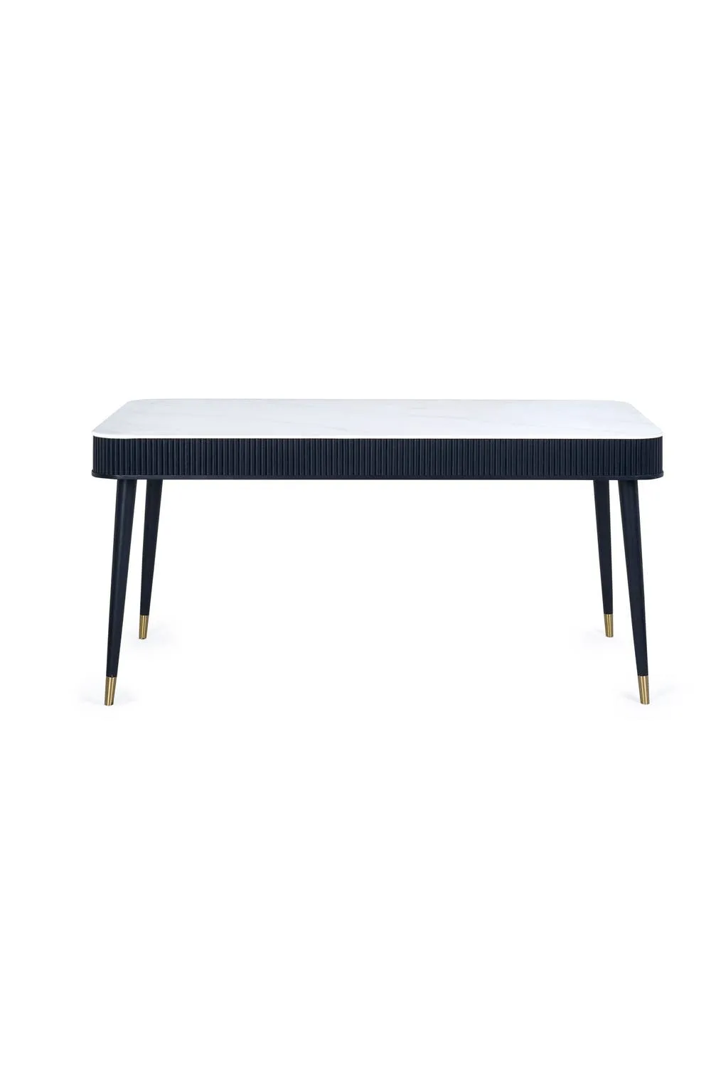 Julian Bowen Louis Rectangular Stone Top 4-6 Seater Dining Table with 2 Drawers in White 6