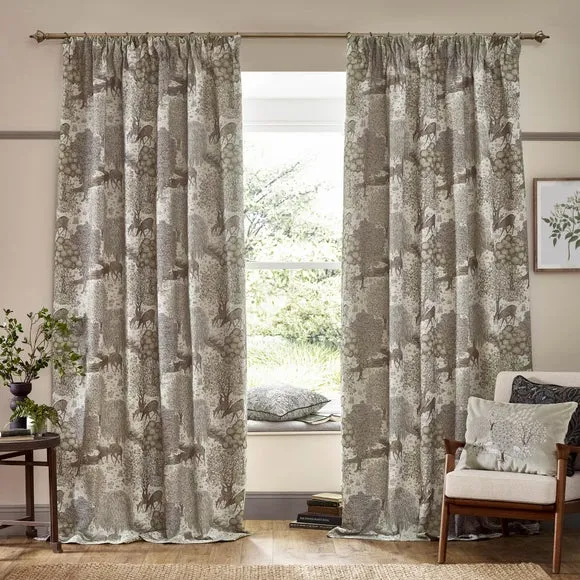 Morris & Co. The Brook Jacquard Pencil Pleat Curtains 2