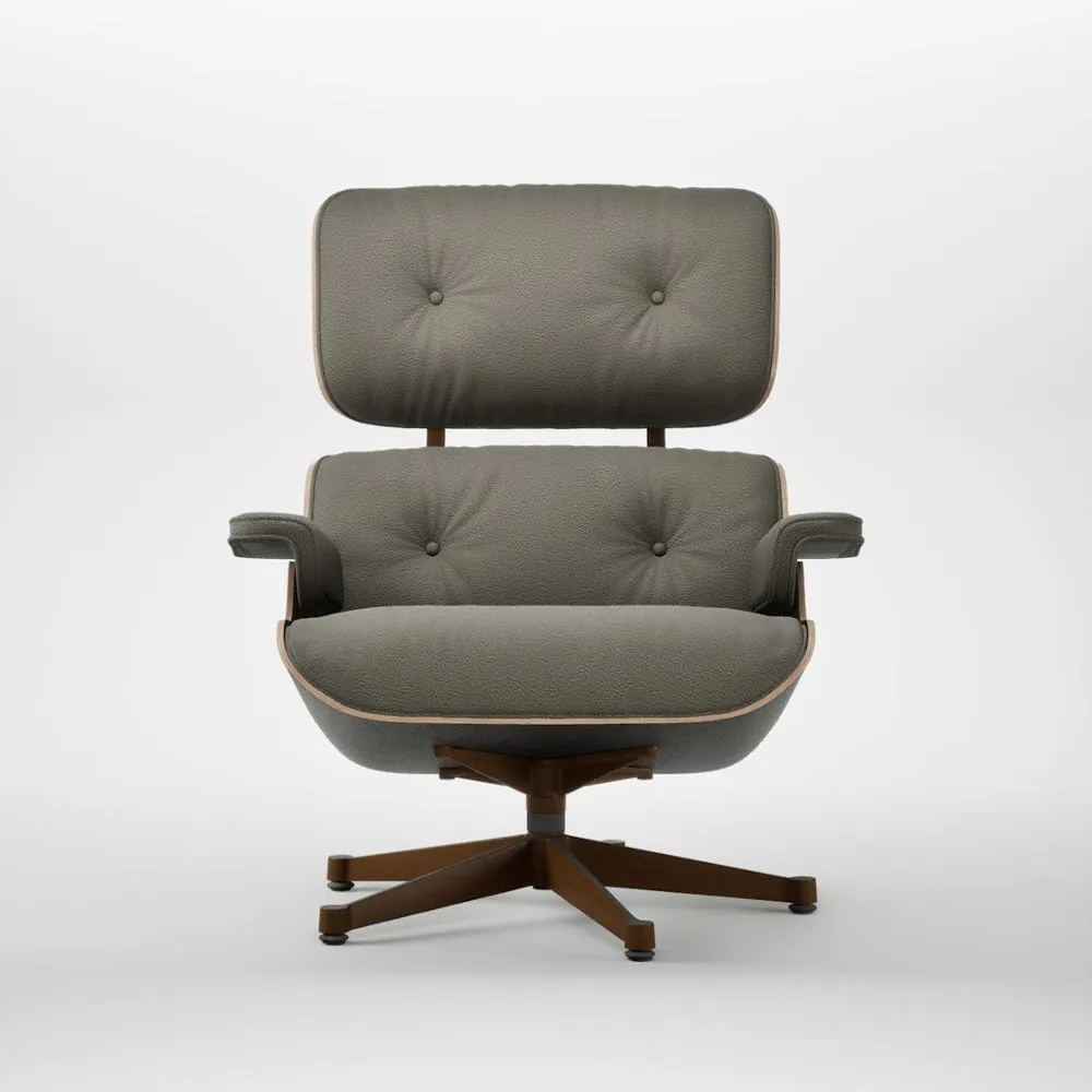 Eames Lounge Chair Cherry Natural Contemporary L50 58 Khaki Polished Black Base 05 2