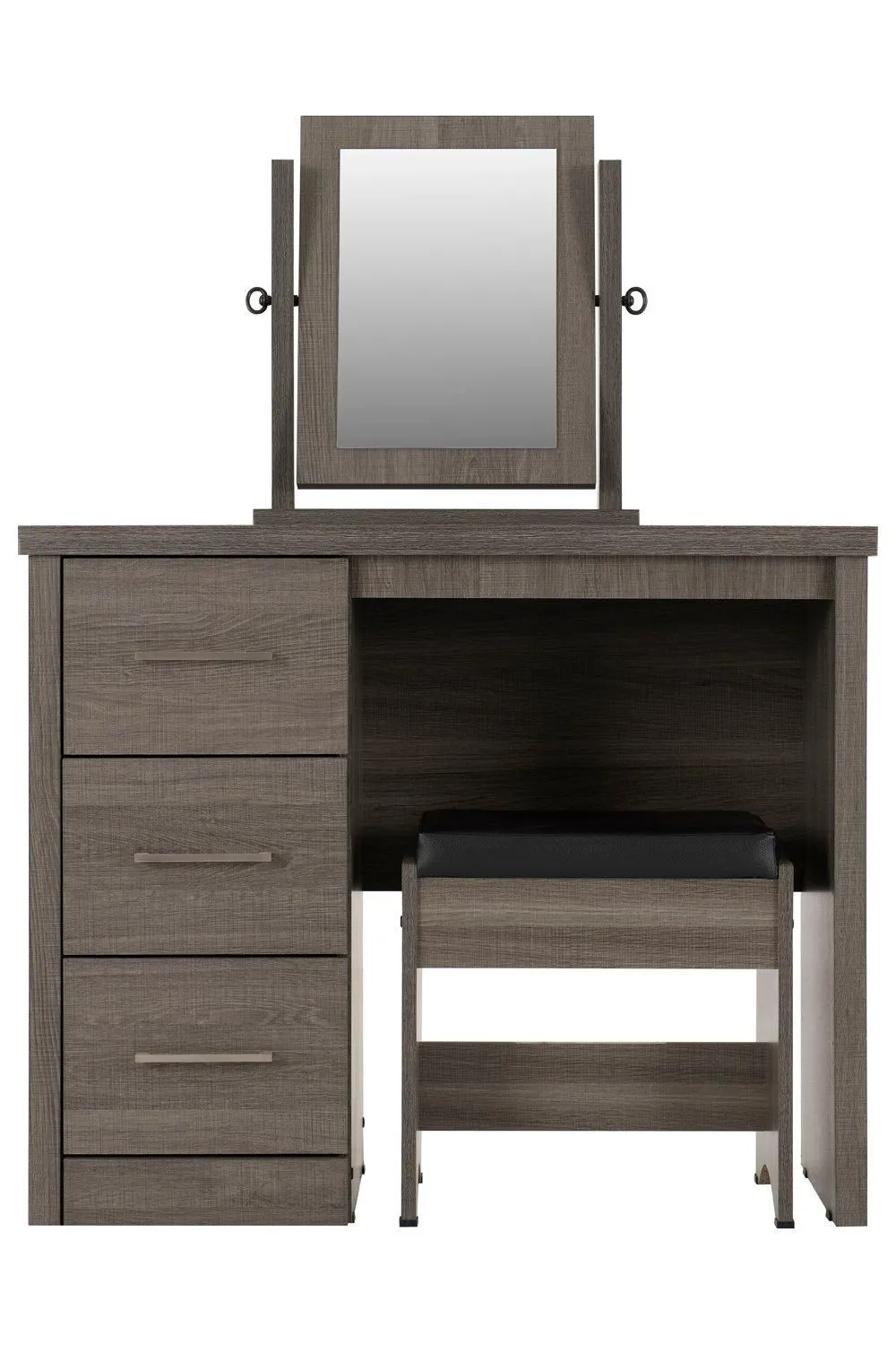 Seconique Lisbon 3 Piece Dressing Table Set with Mirror in Black 2