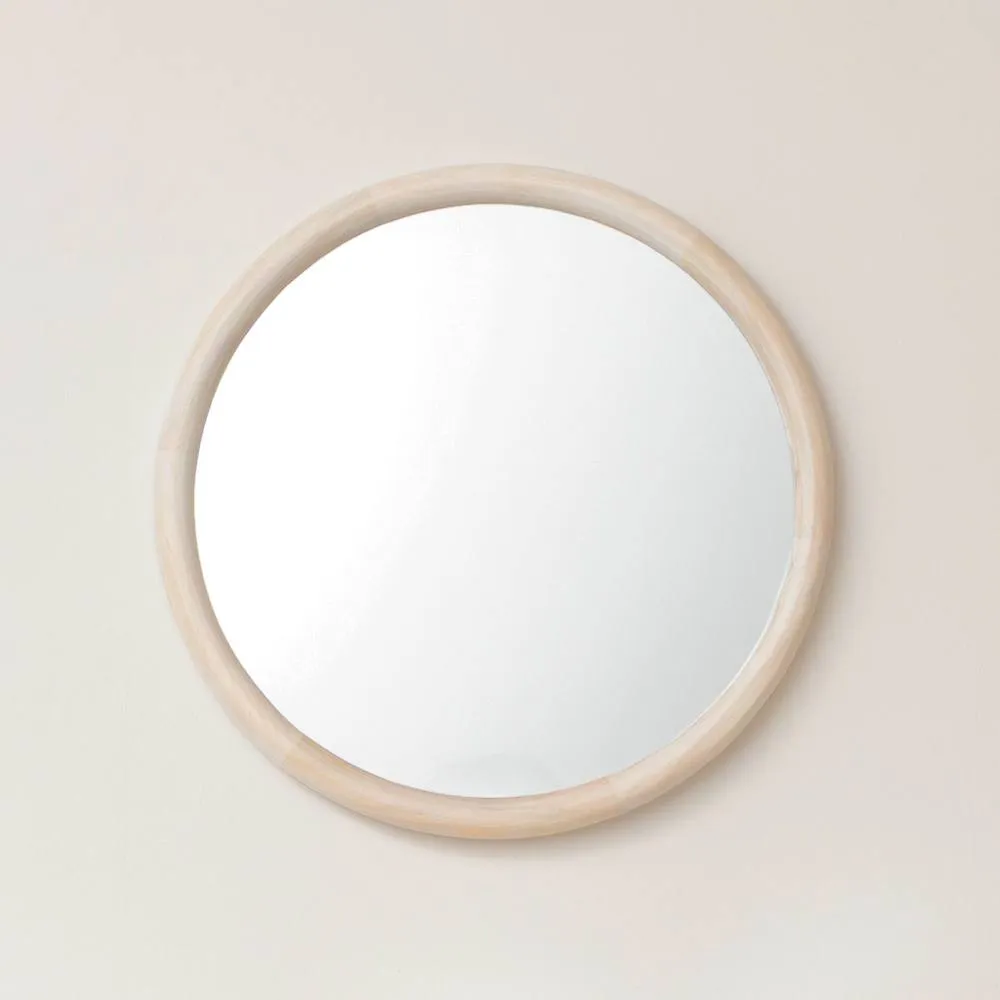 Melody Maison White Washed Wooden Round Wall Mirror - 50cm X 50cm in Off-White 5