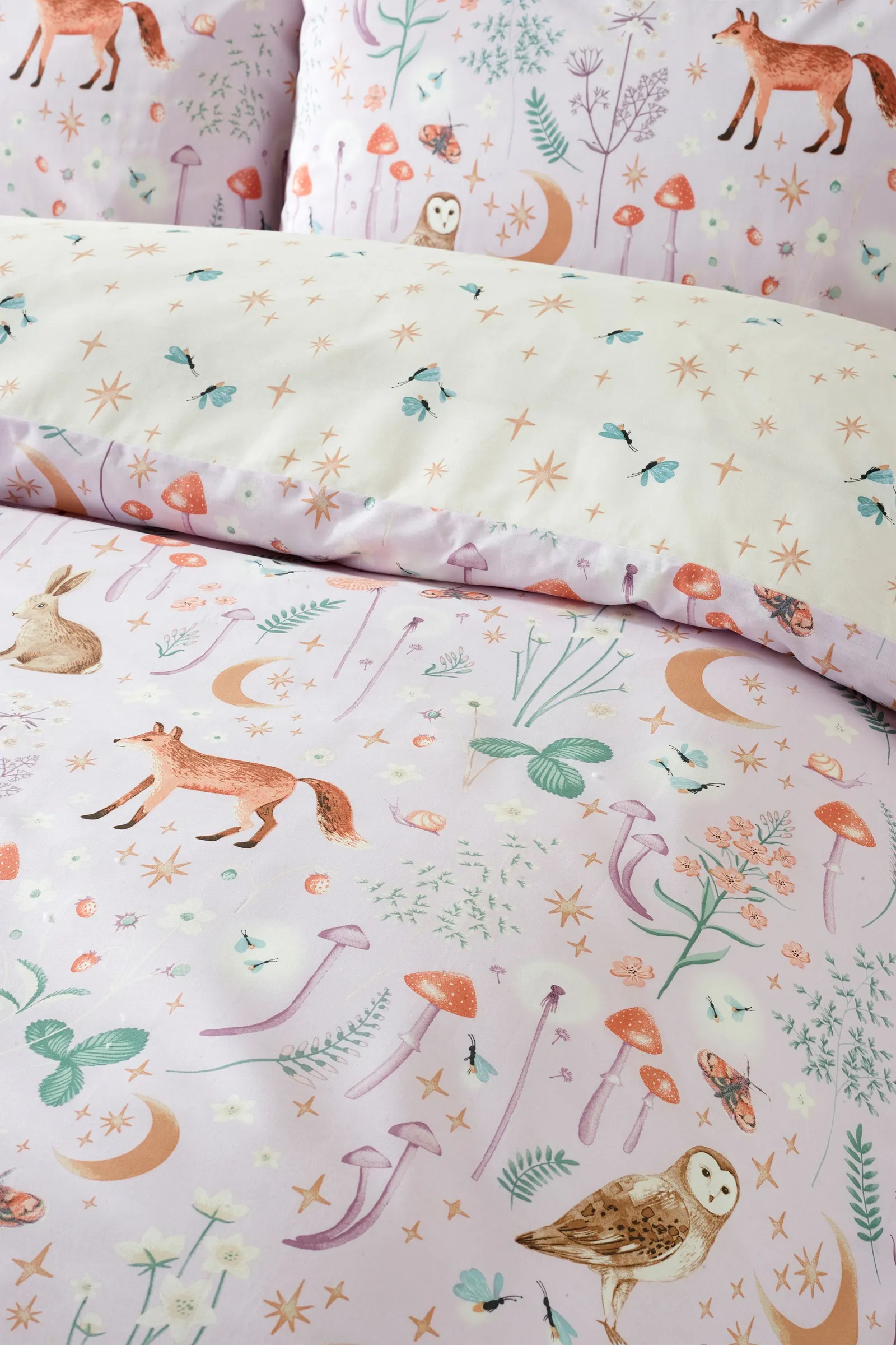 Catherine Lansfield 'Enchanted Twilight Animals' Reversible Duvet Cover Set in Lilac 4