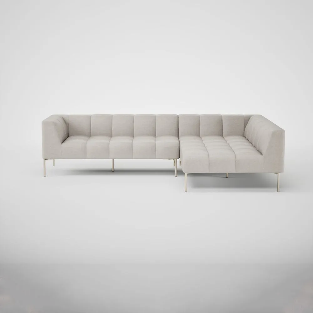 Heal's Quadro Right Hand Facing Chase Sofa Linea Leather White 634 Stainless Steel Feet 1