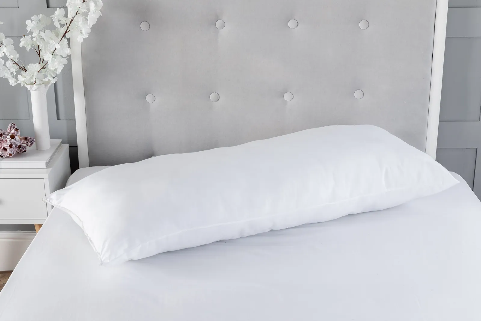 Snug City Bolster Pregnancy Maternity Support Pillow Soft Microfibre Cover With 100% Hollowfibre Filling in White