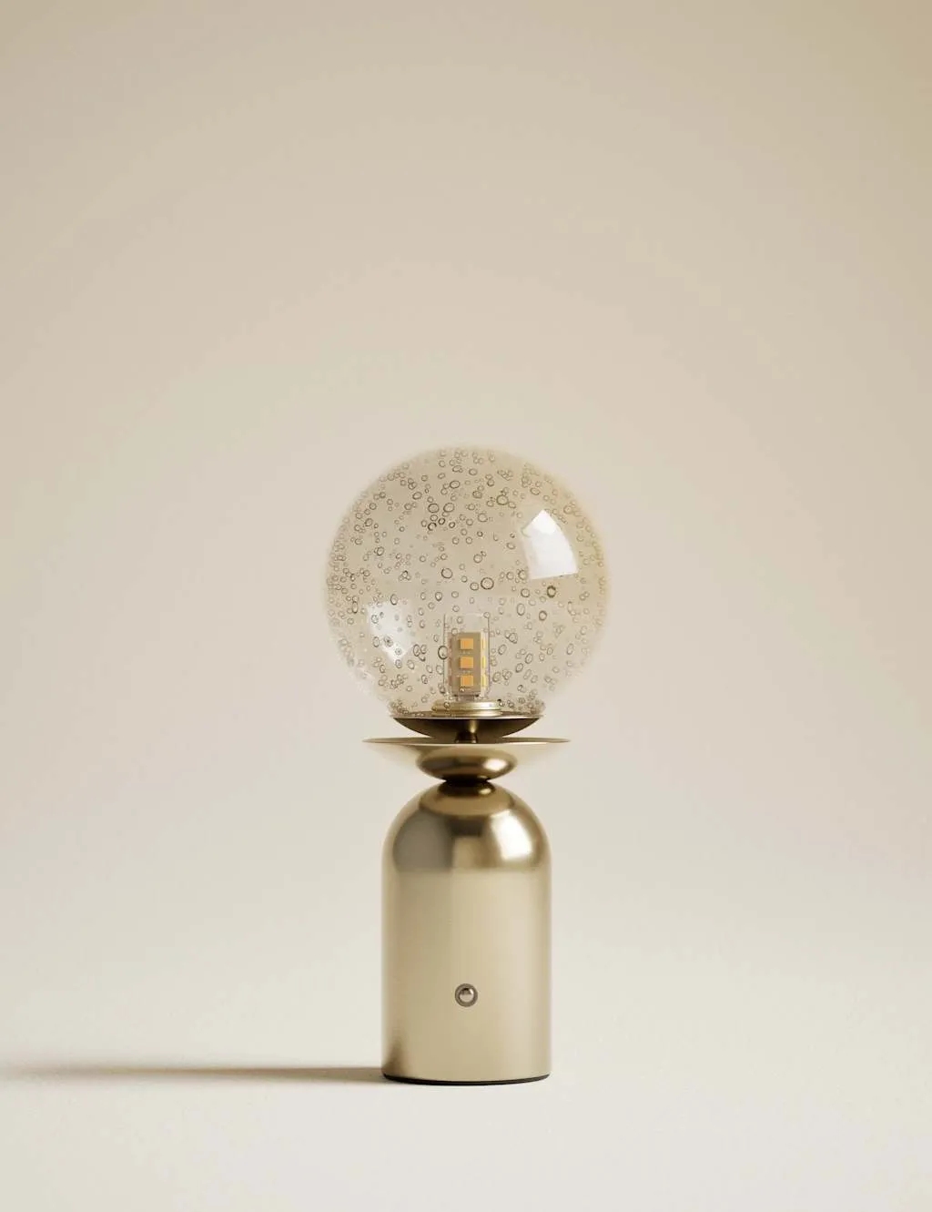 M&S Rechargeable Bubble Glass Globe Table Lamp Antique Brass