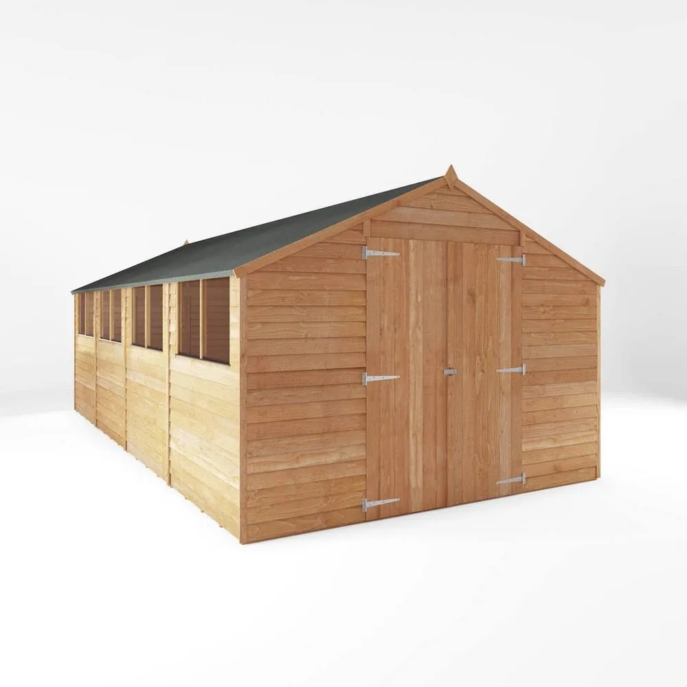 Mercia 20 x 10 Feet Overlap Apex Workshop - L591.1 x W309.7 x H225.4 cm in Brown
