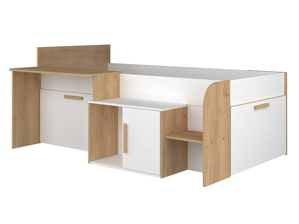 Vente-unique Combination Bed 90 X 200 Cm With Desk & Storage - Colours: White and in Light Oak 4