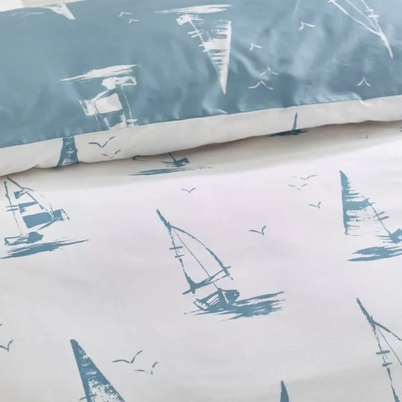 Catherine Lansfield Salcombe Boats Polycotton Duvet Cover & Pillowcase Set 4