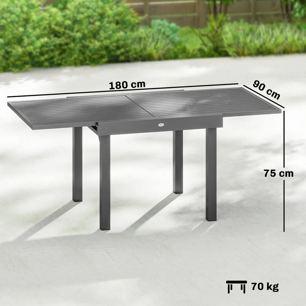 OUTSUNNY Extending Garden Table for 4-8, Aluminium Outdoor Table, Dark Grey 3