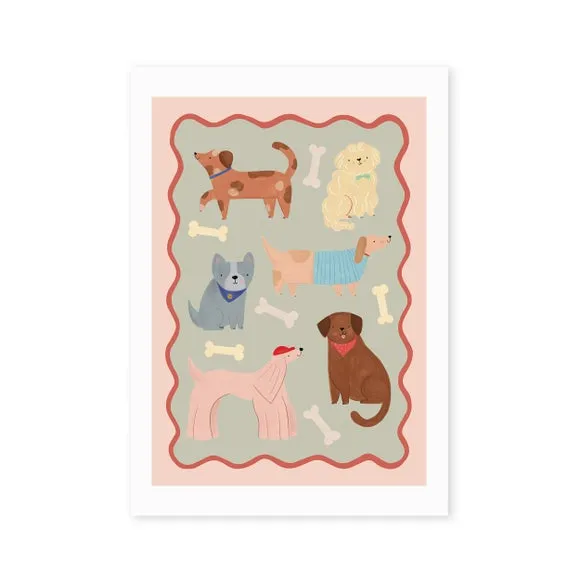 East End Prints Dogs in Sage and Pink Print 2
