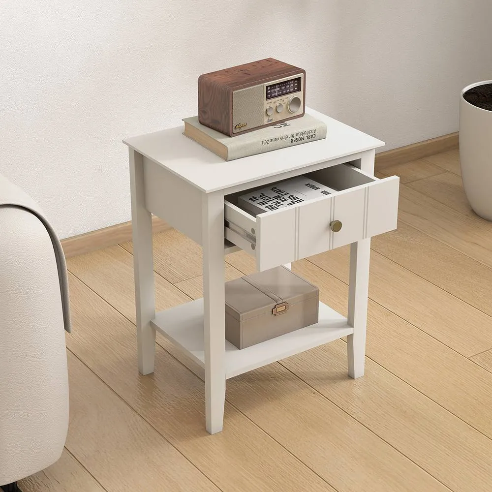 Melody Maison Ivory One Drawer Bedside Table With Shelf - Padstowe Ivory Range in Cream 2