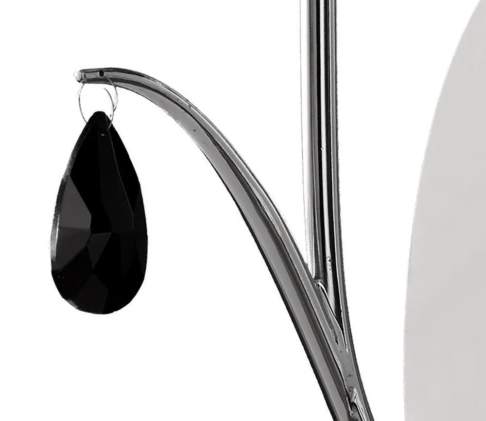 Netlighting Andrea Wall Light Polished Chrome White Shades Black Crystal Droplets in Grey 5