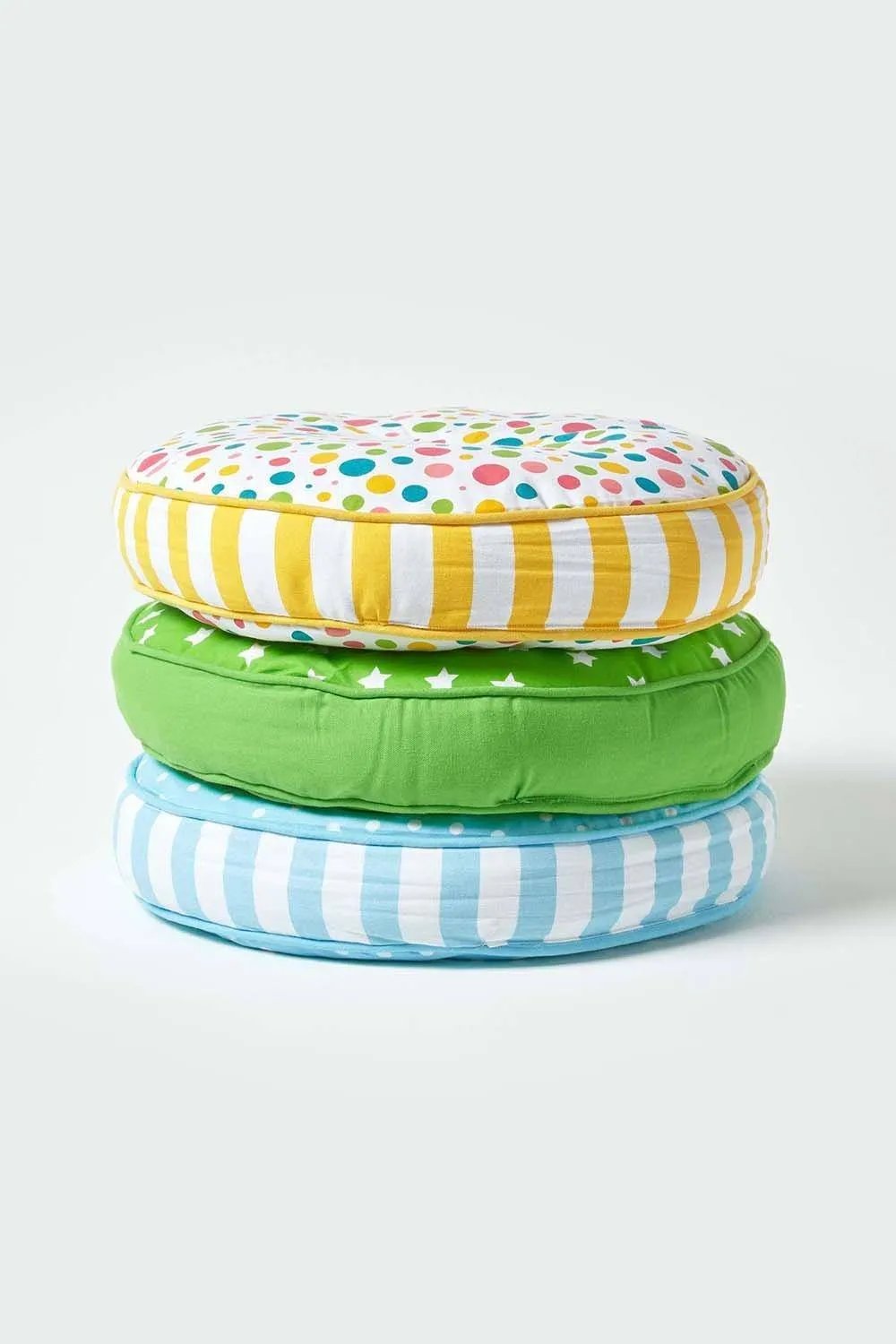 Homescapes Multi Polka Dots & Yellow Stripes Round Floor Cushion 6