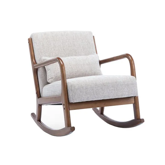 Khali Chenille Wooden Arm Rocking Chair 3