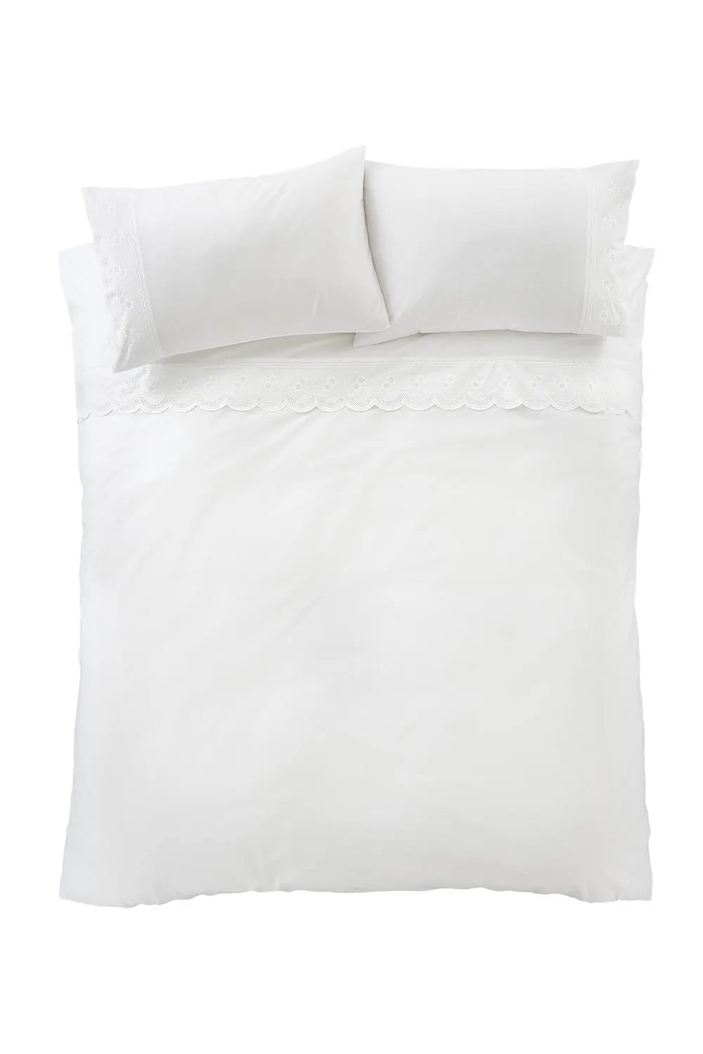 Bianca 'Elise Lace' 200 Thread Count Cotton Duvet Cover Set in White 5