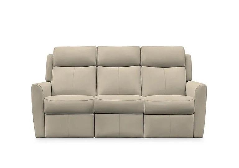 Wren 3 Seater Leather Recliner Sofa with Headrests and Power Lumbar - Oxford Mushroom