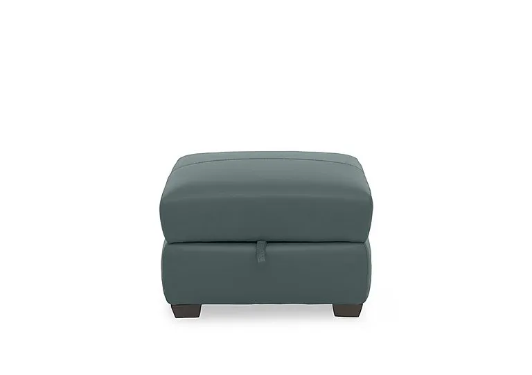 Flex Leather Storage Footstool - BV Lake Green